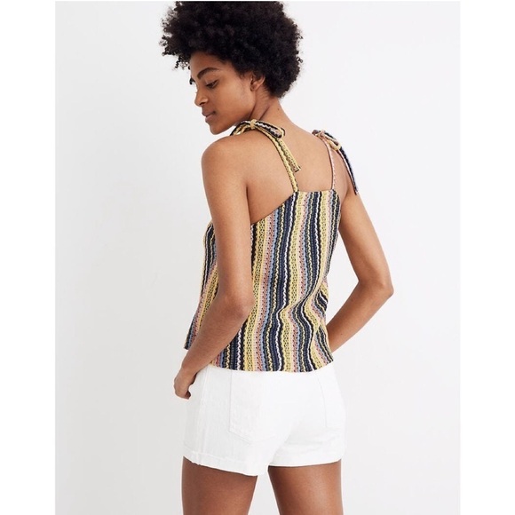 Texture & Thread Tie-Shoulder Tank Top in Rainbow Crochet - Picture 2 of 9